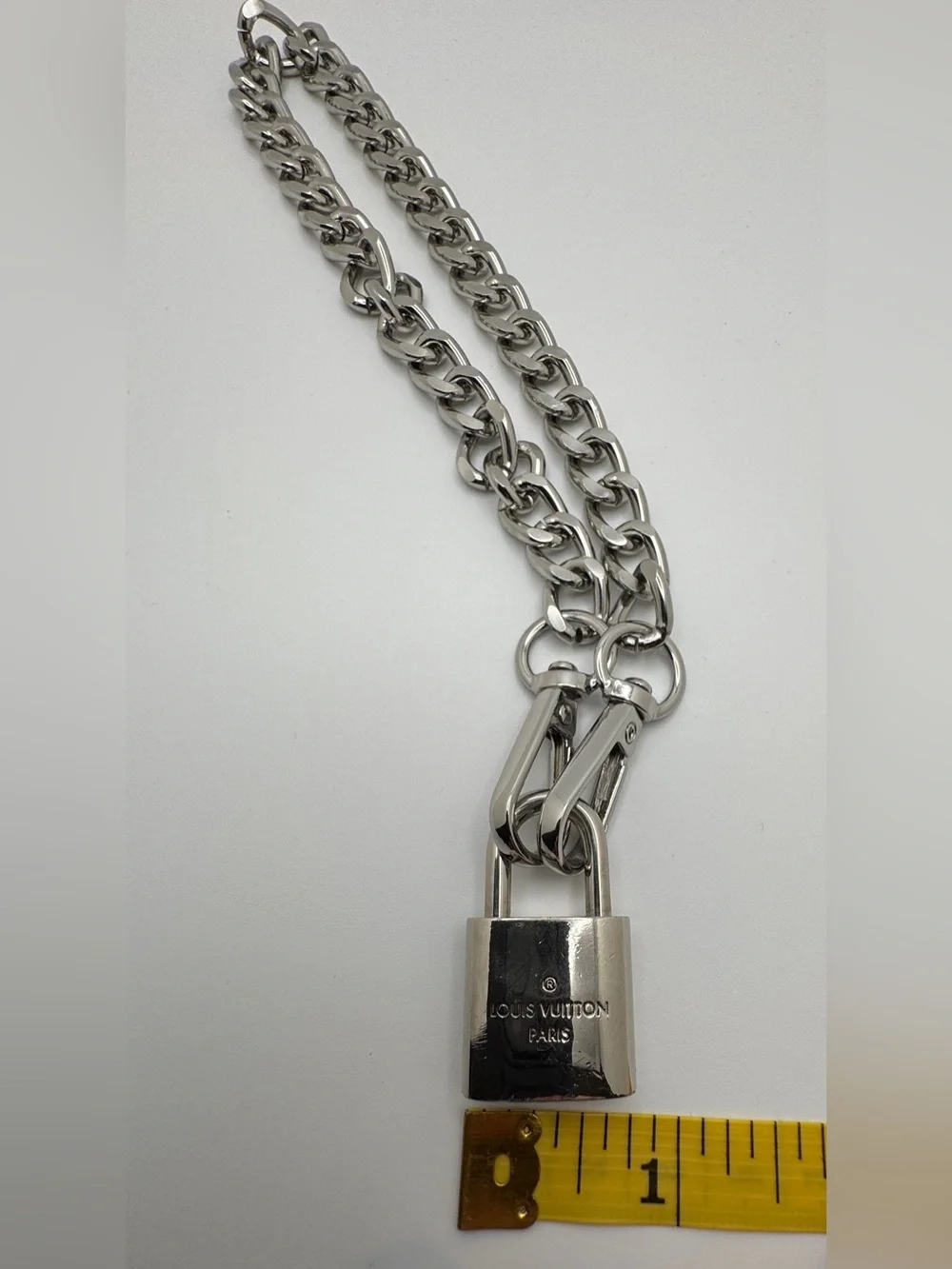 Louis Vuitton LV Silver Lock 447 with unbranded chain